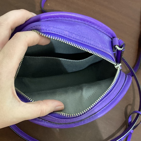 Vintage Round Leather Purple Coach Crossbody - Picture 3 of 4